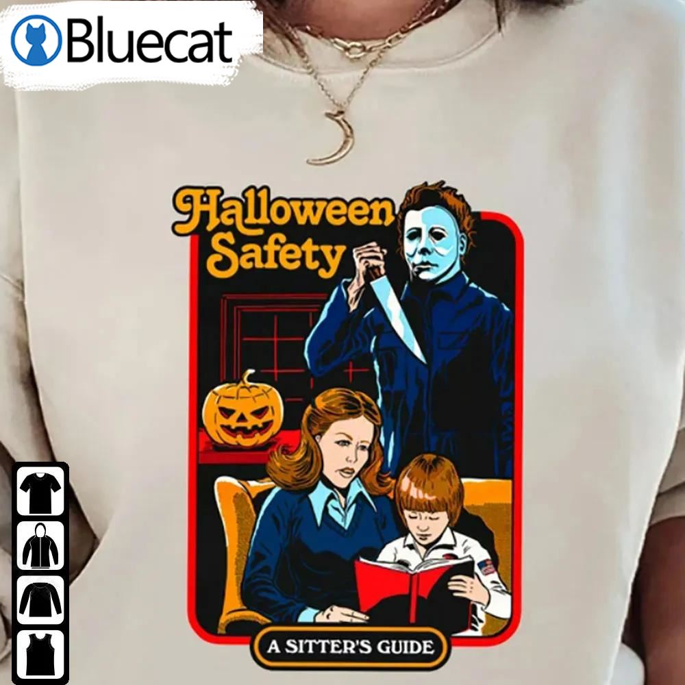 Vintage Halloween Safety A Sitters Guide Sweatshirt Horror Movies Michael Myers