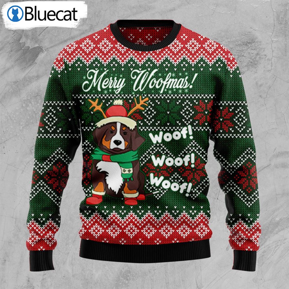 Bernese Mountain Dog Woofmas Ugly Christmas Sweater