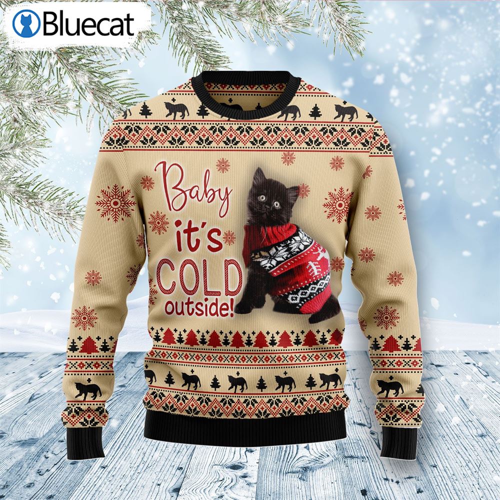Black Cat Baby Ugly Christmas Sweater