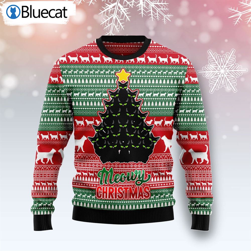 Black Cat Meowy Christmas 9 Ugly Christmas Sweater