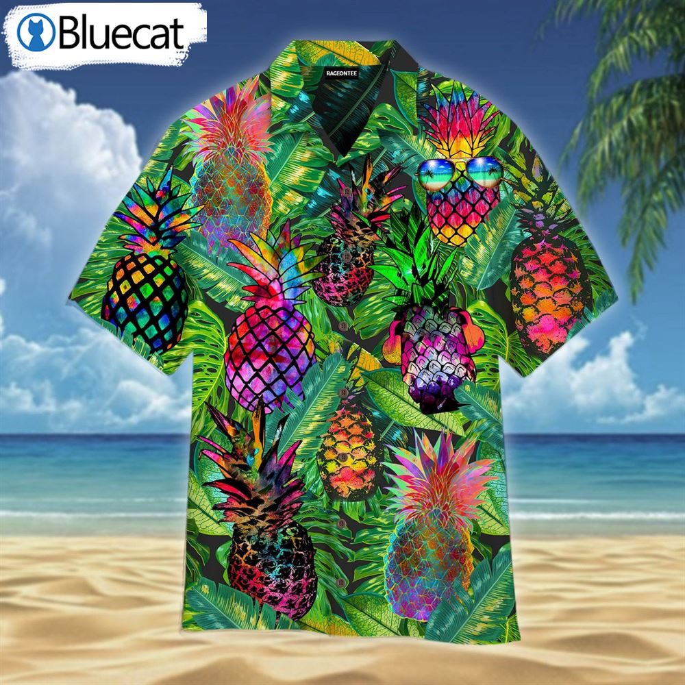 Fresh Fruit Pineapple Peace Life Colorful Aloha Hawaiian Shirt