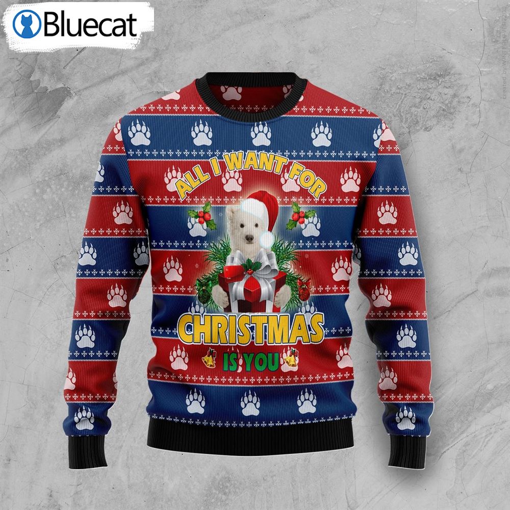 Polar Bear All I Want Christmas Ugly Christmas Sweater