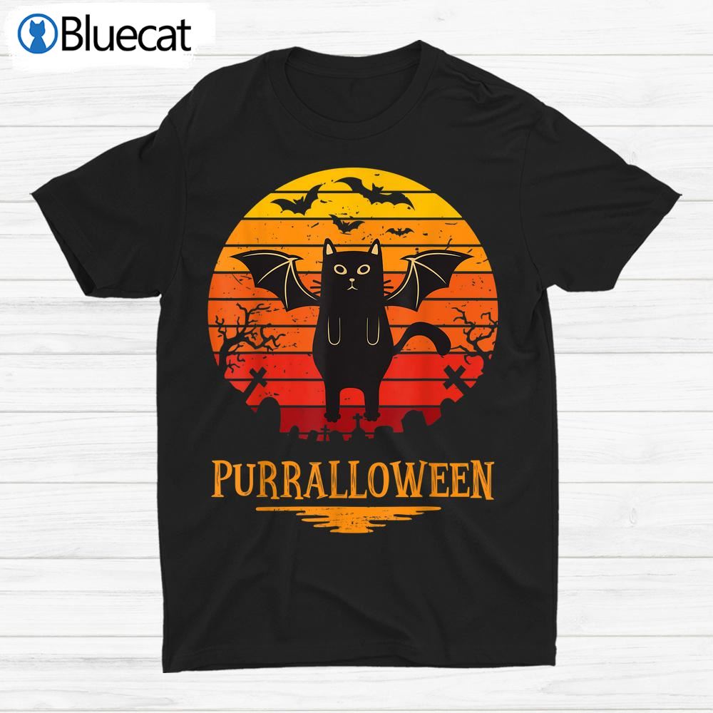 Purralloween Ghost Black Cat Halloween Shirt