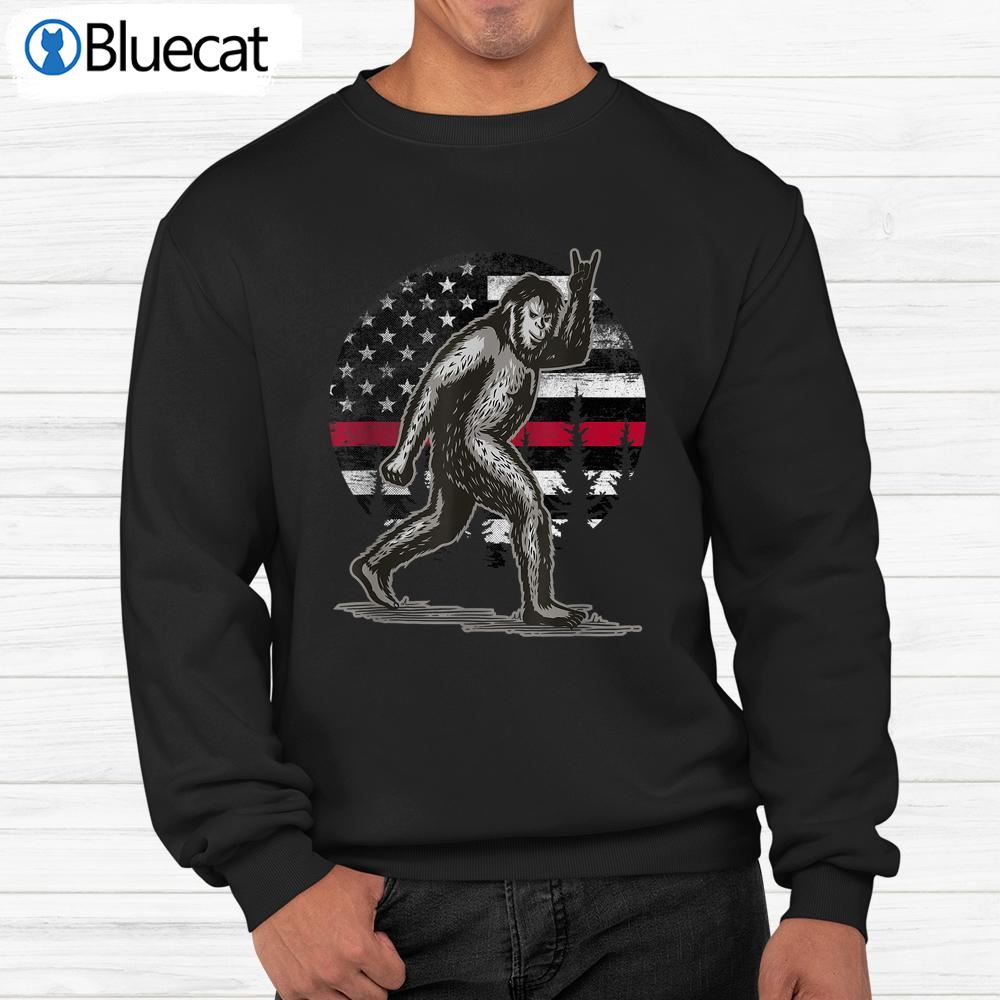 Bigfoot Firefighter Thin Red Line Flag for Dad and Mom Sweatshirt 