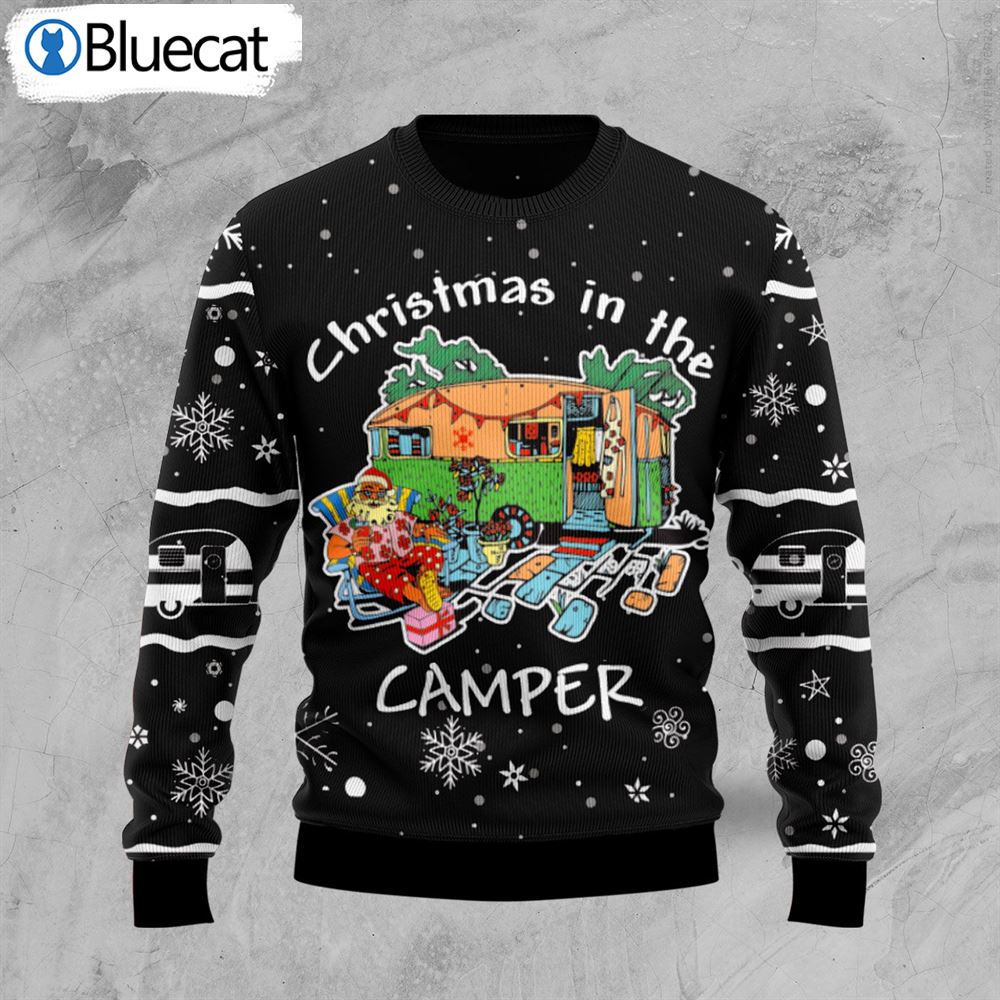Santa Camping Ugly Christmas Sweater