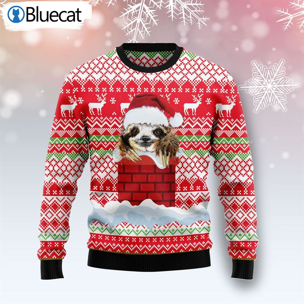 Sloth Chimney Ugly Christmas Sweater