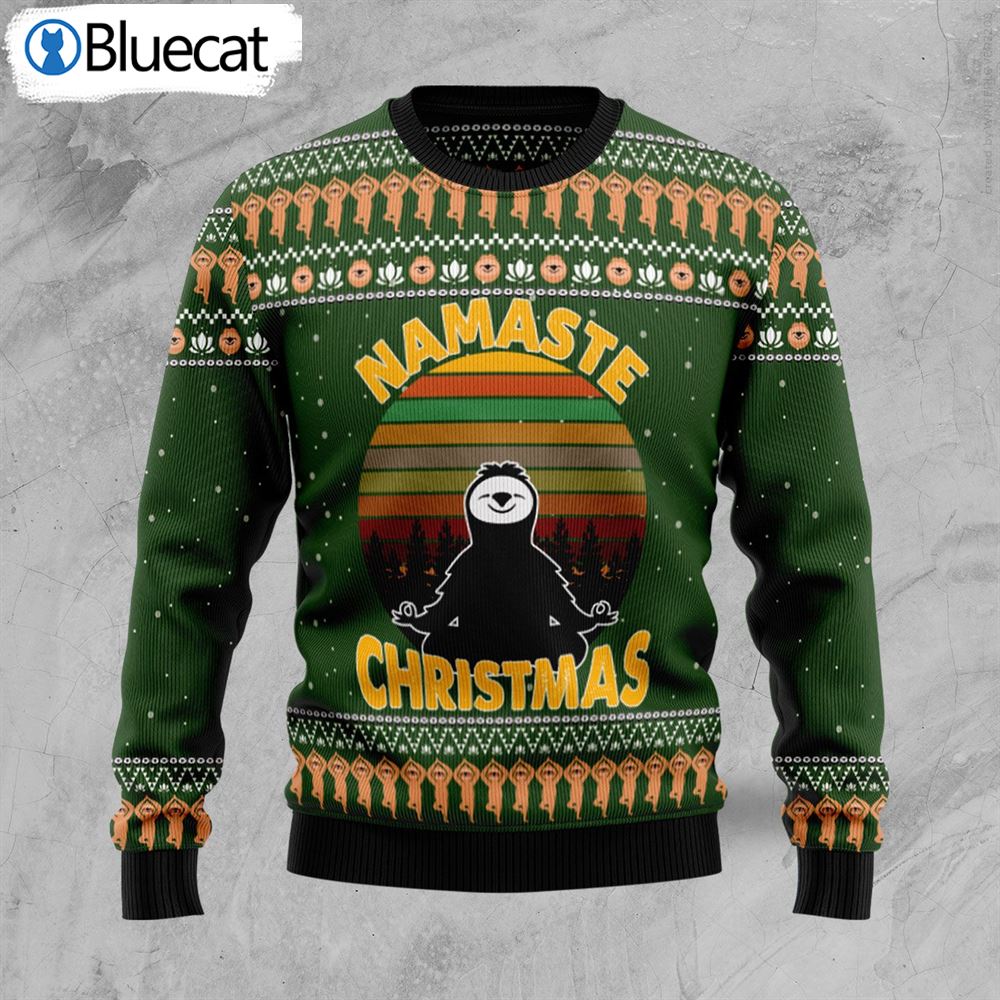 Sloth Namaste Ugly Christmas Sweater