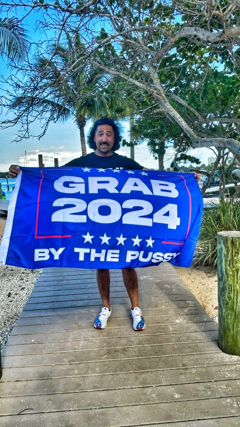 Grab 2024 by the Pussy Lets Go Brandon Fuck Joe Biden Trump Flag