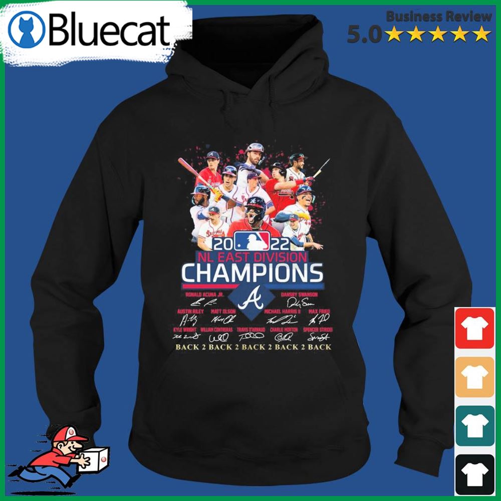 Atlanta Braves 2022 Nl East Division Champions Back 2 Back 2 Back 2 Back 2  Back Signatures Shirt - Bluecat