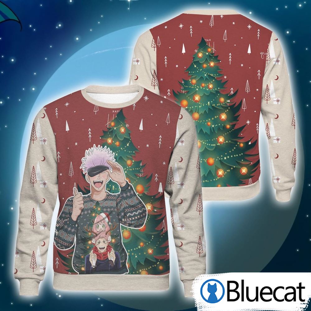 Christmas Tree Gojo Sweatshirt Jujutsu Kaisen Anime Lover Christmas Sweater  Sweatshirt - Bluecat