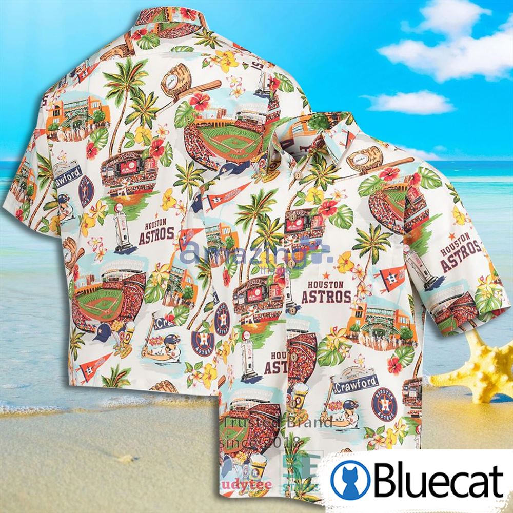 Houston Astros Reyn Spooner Scenic White Full Print Hawaiian Shirt - Bluecat
