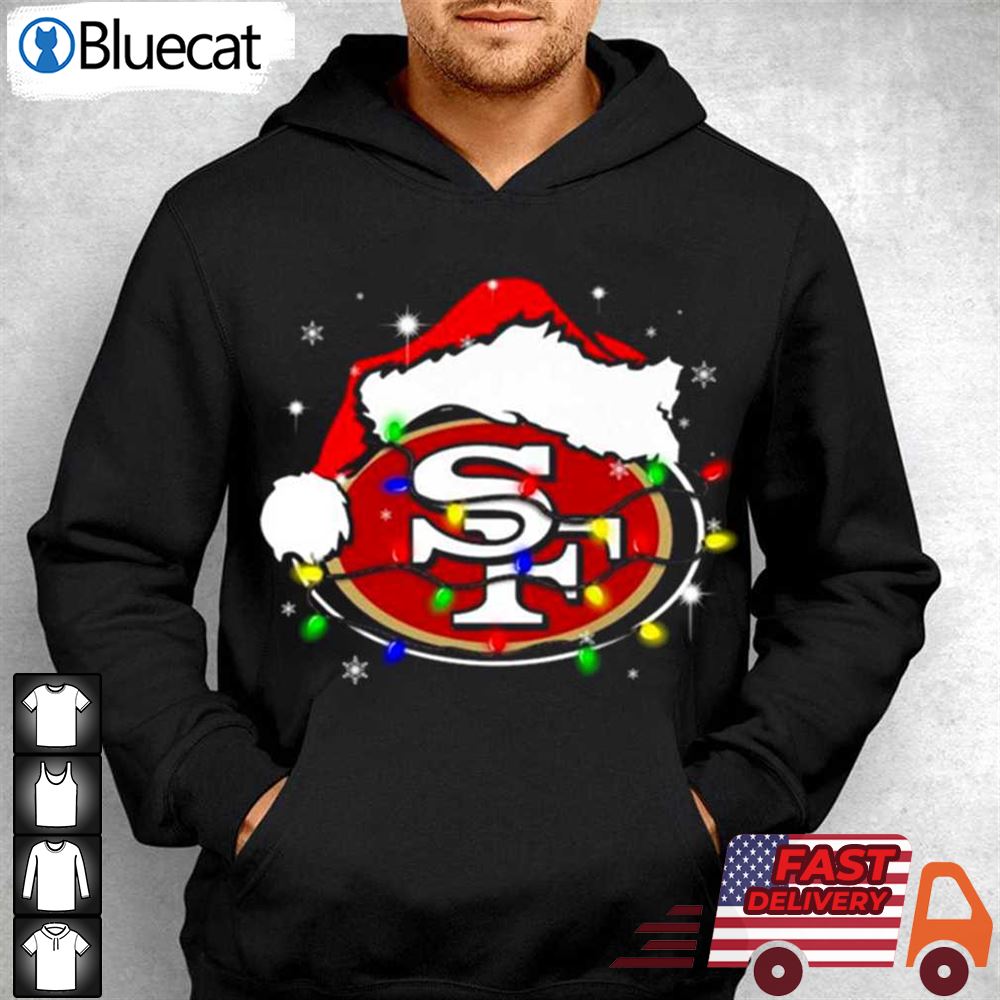 Official san Francisco 49Ers Santa Hat Logo Christmas Shirt