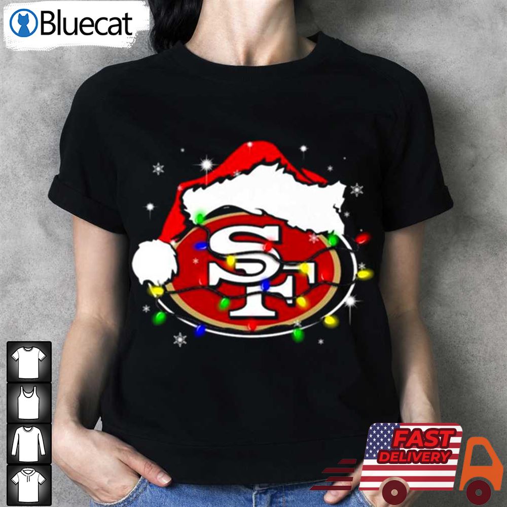 Official san Francisco 49Ers Santa Hat Logo Christmas Shirt