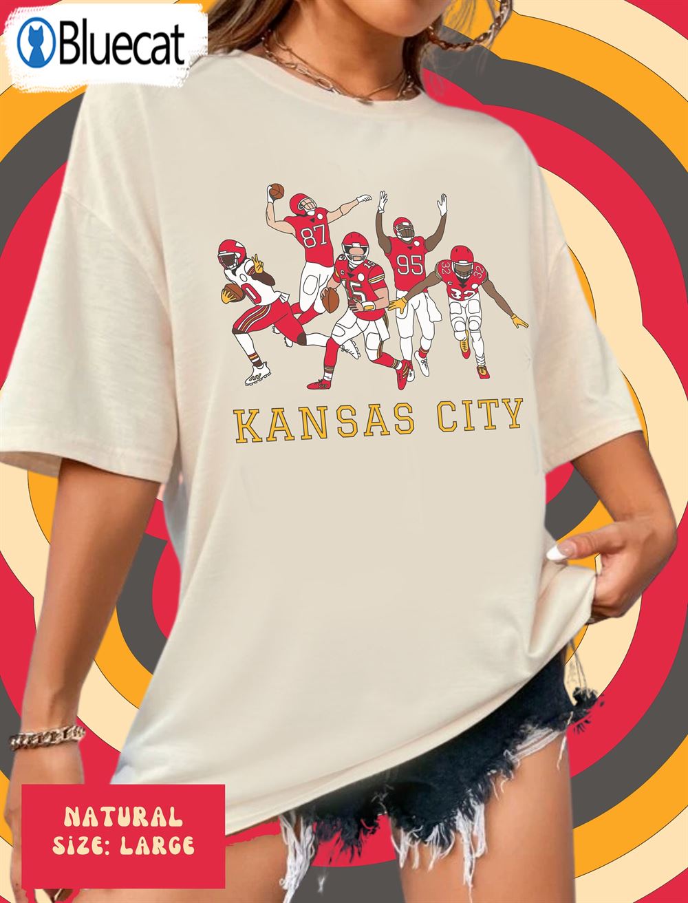 Official Vintage Style Kansas City Chiefs Football T-shirt - Bluecat