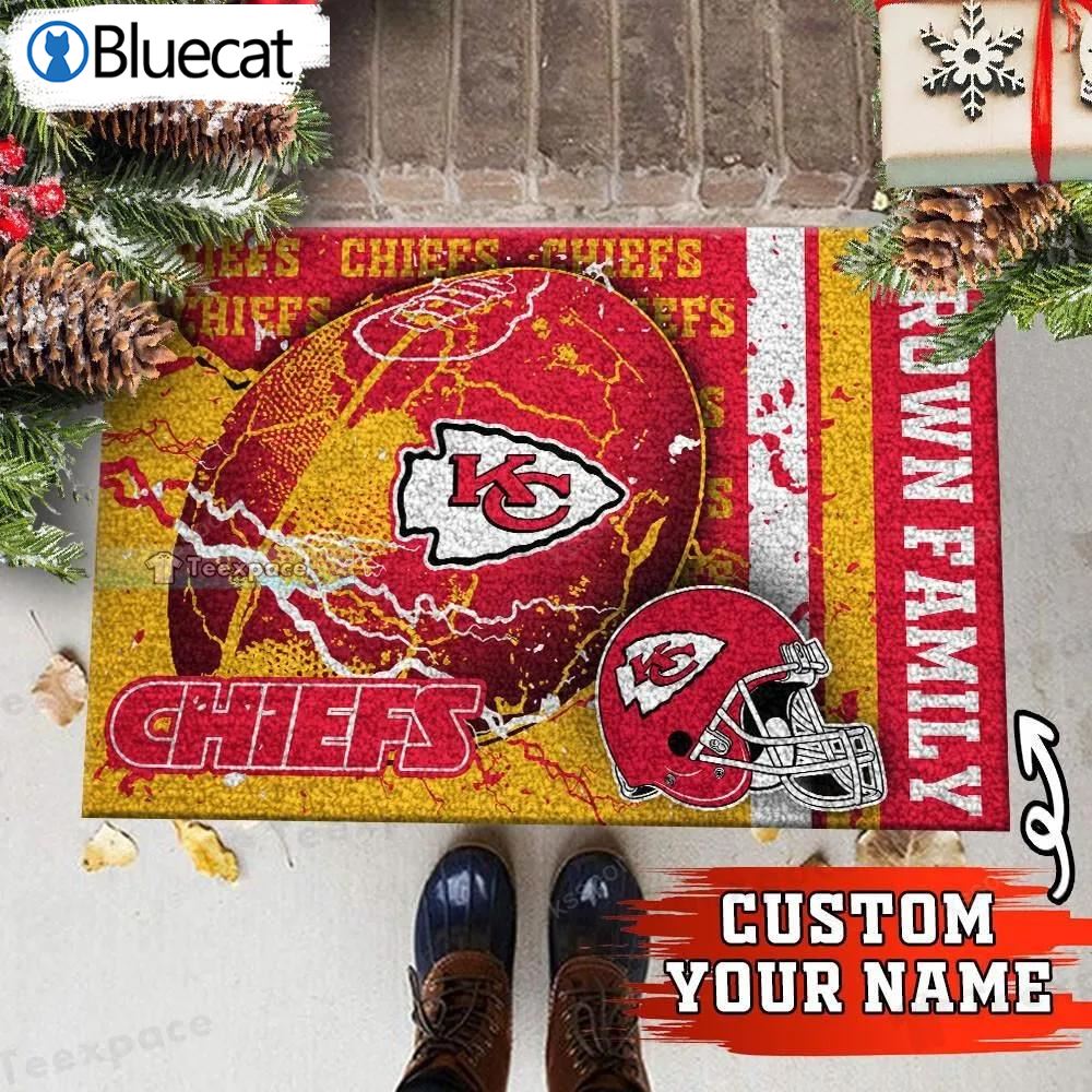 Custom Name Football Kansas City Chiefs Helmet Doormat 