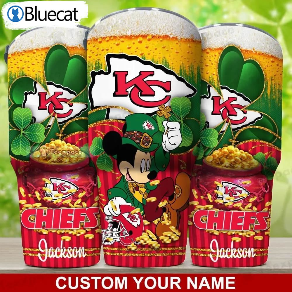 Custom Name Irish Mickey Fans Kansas City Chiefs Tumbler 