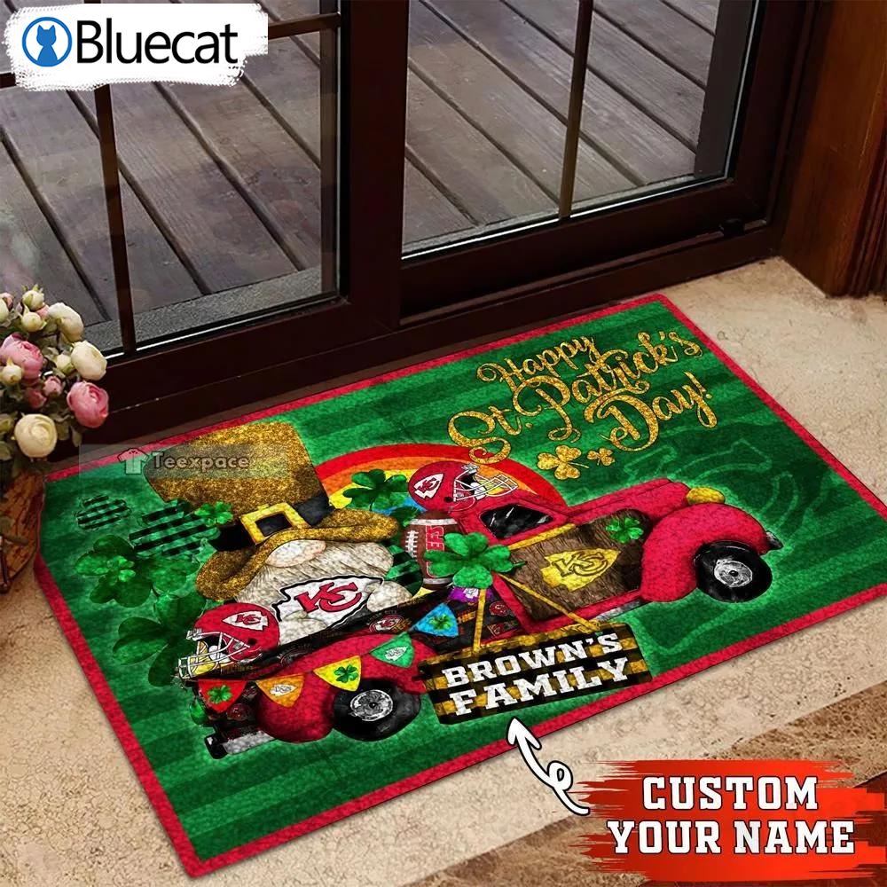 Custom Name Kansas City Chiefs Saint Patricks Day Doormat