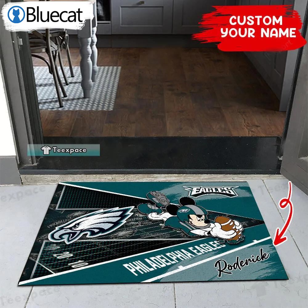 Custom Name Mickey Mouse Philadelphia Eagles Player Doormat 