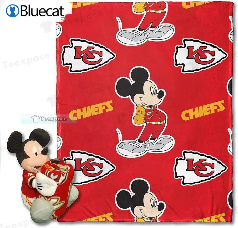 Kansas Chiefs Mickey Mouse Throw Blanket Chiefs Gift 
