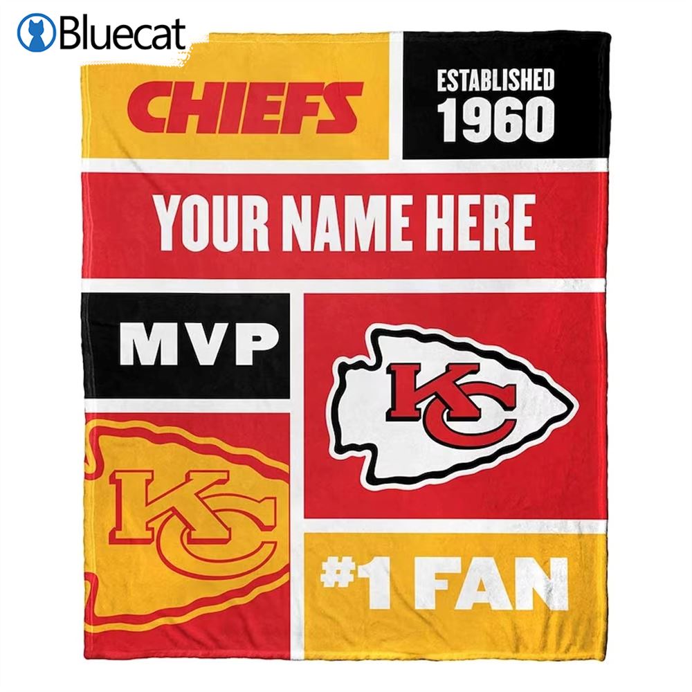 Kansas City Chiefs The Northwest Group Colorblock Personalized Blanket