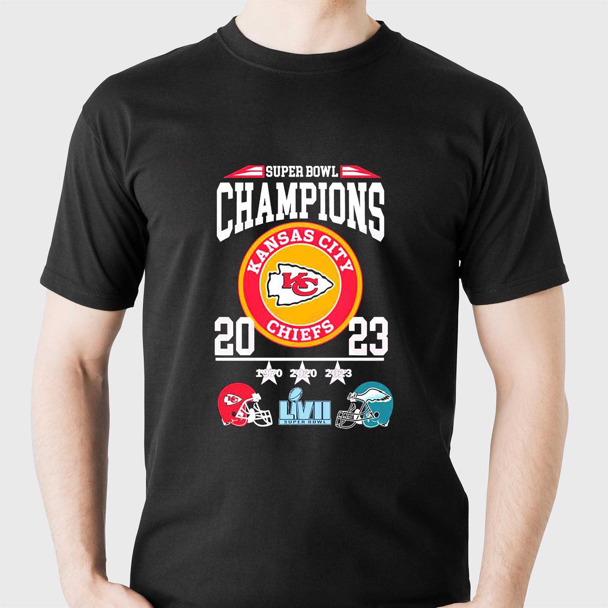 Three Time Super Bowl Champions 1970 2020 2023 Kansas City Chiefs T-Shirt