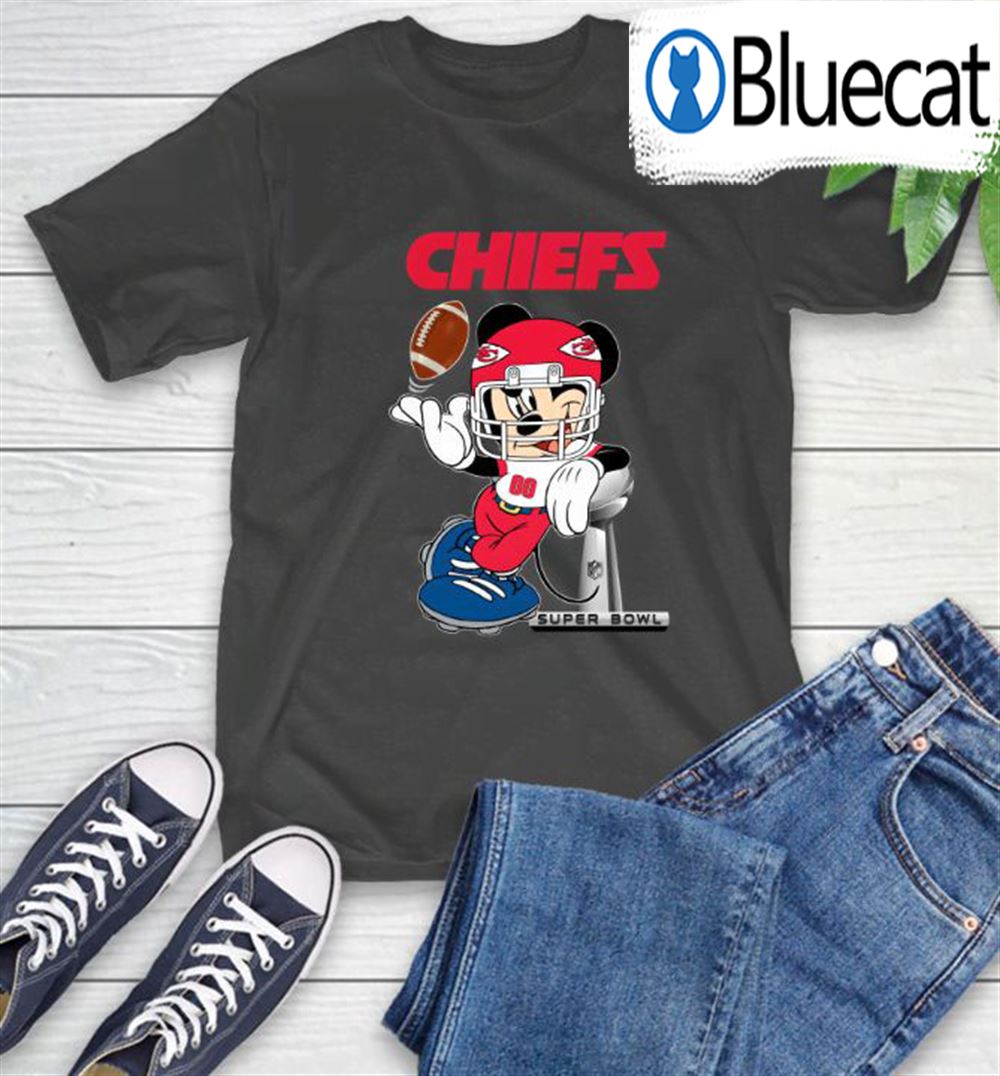Mickey Mouse Kansas City Chiefs Super Bowl Cup Vince Lombardi Trophy T-shirt 