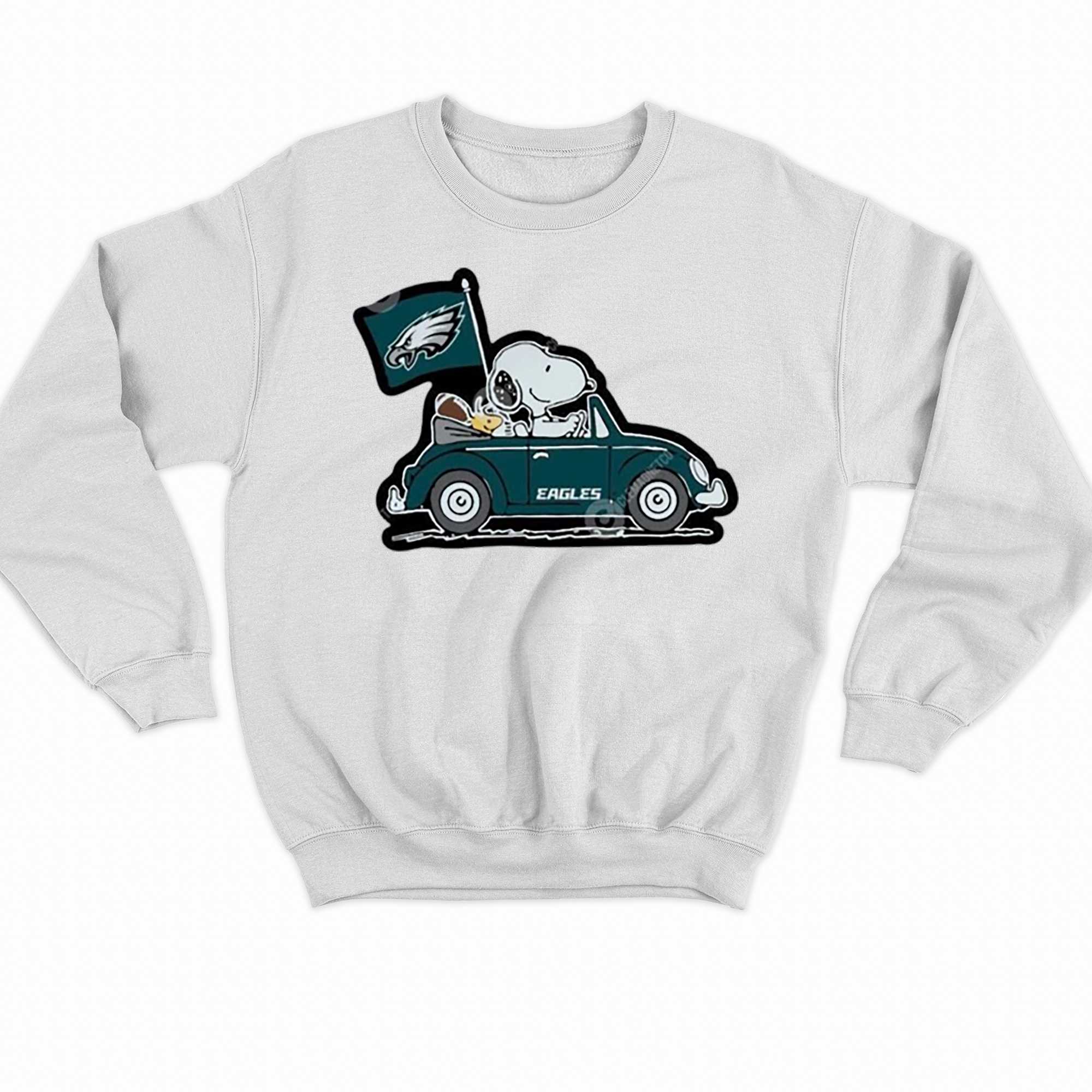 Philadelphia Eagles Snoopy And Woodstock Drive Car 2023 Super Bowl Shirt 