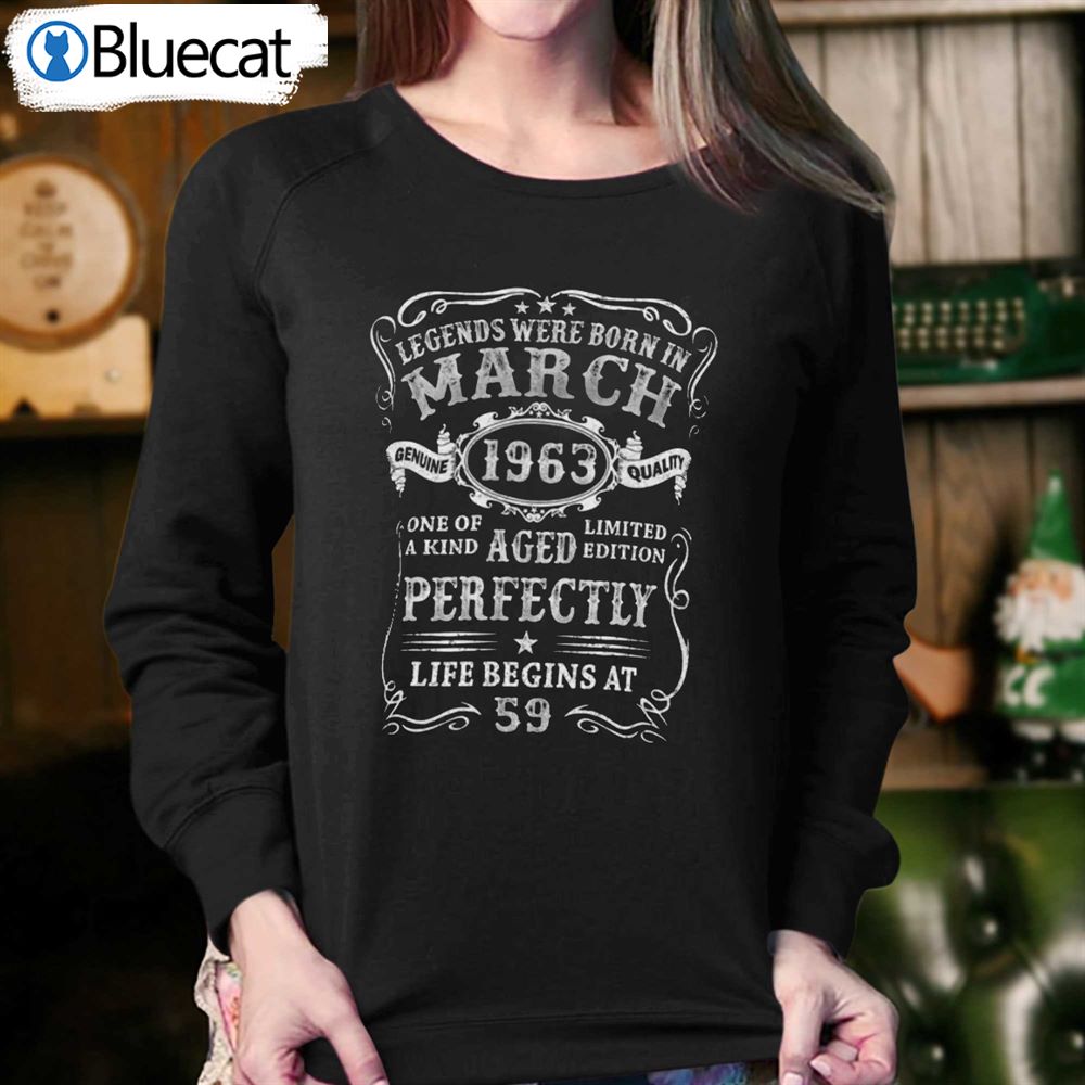 Mens Legends Were Born In March 1963 59th Birthday T-shirt 