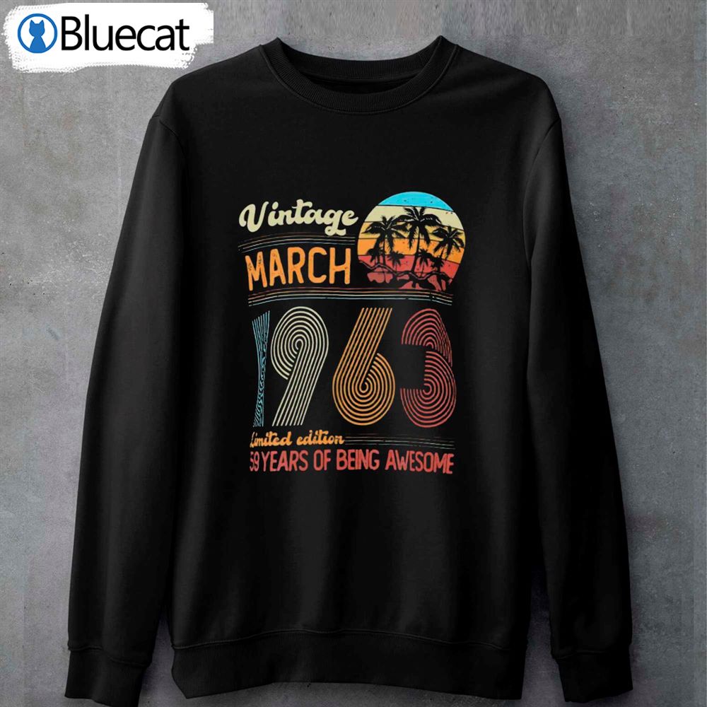 Vintage March 1963 59 Years Old 59th Birthday Deco T-shirt 