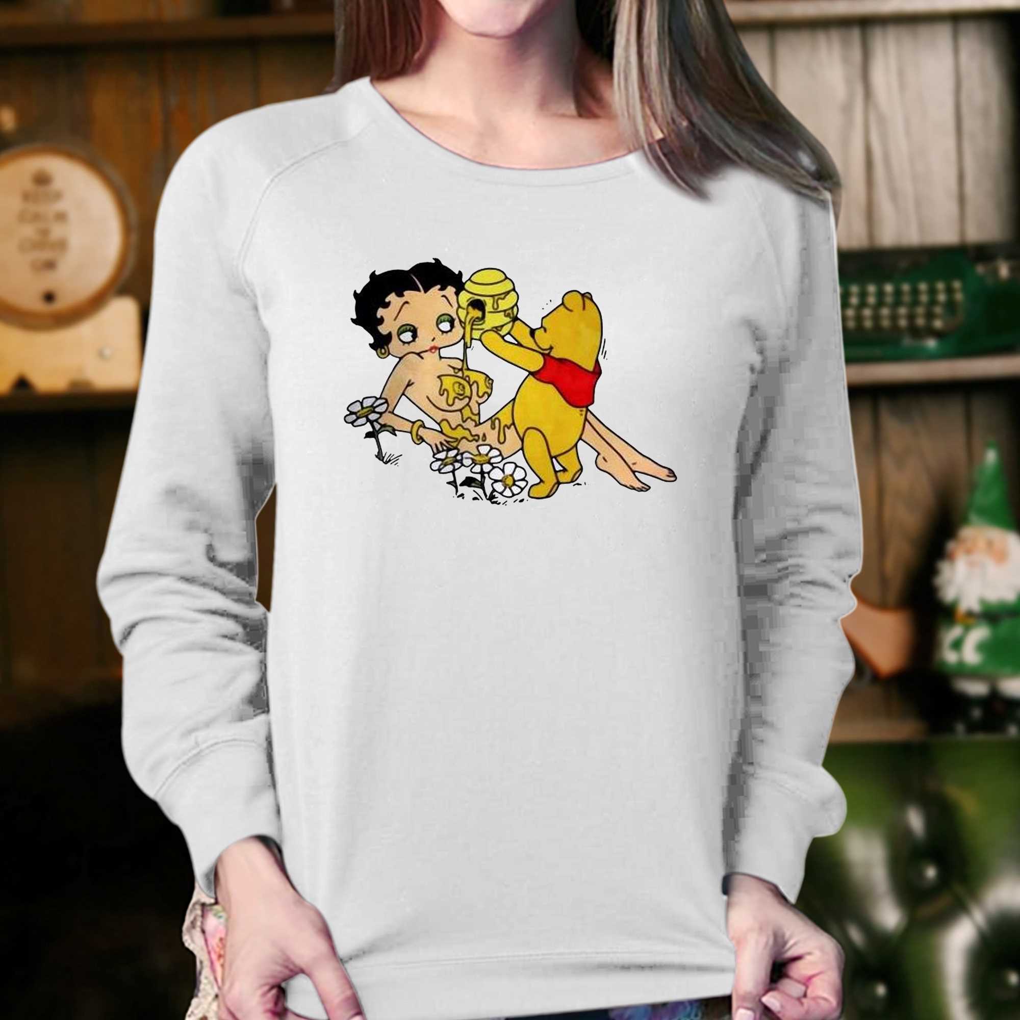 The Pooh Pouring Honey On Betty Boop Shirt 