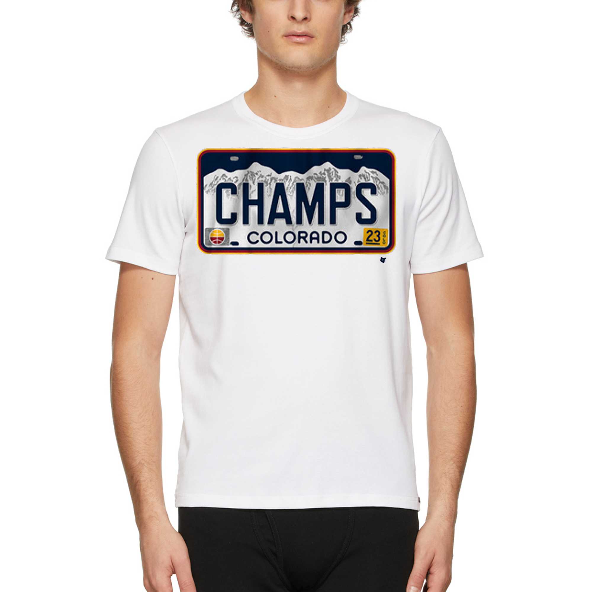 denver champs license plate t shirt 1 1