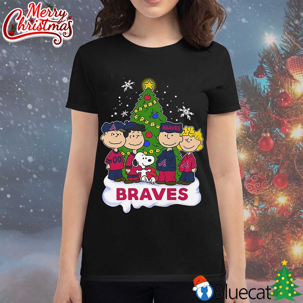 Atlanta Braves Snoopy Peanuts Christmas Shirt Hoodie - Bluecat