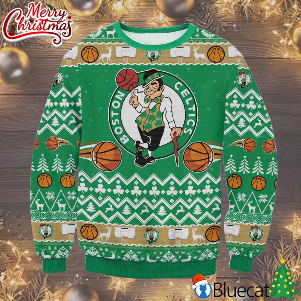 Boston Celtics Nba Ugly Sweater Christmas Party Holiday - Bluecat
