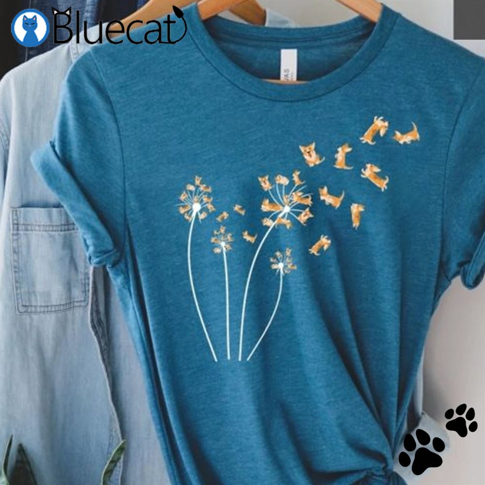Dandelion Corgi Flower Shirt Cute Dog Lovers Gift Shirt Gift For Dog Mom Funny Dog Shirt 