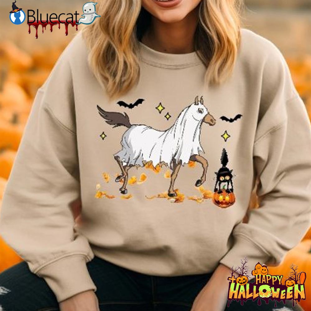 Halloween Horse Ghost Sweatshirt Cowboy Western Halloween Sweatshirt Horse Ghost Costume Shirt 