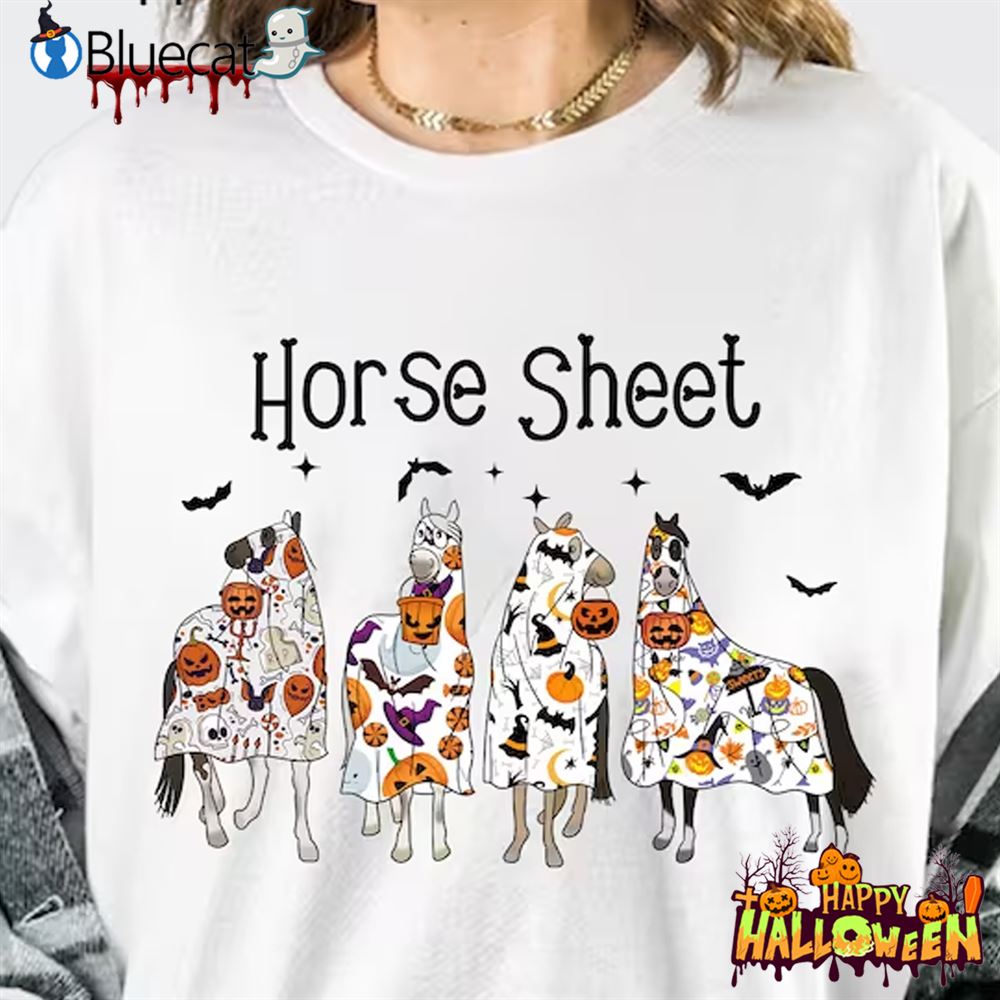 Horse Halloween Halloween Horse Ghost T-shirt Cowboy Western Halloween Shirt 