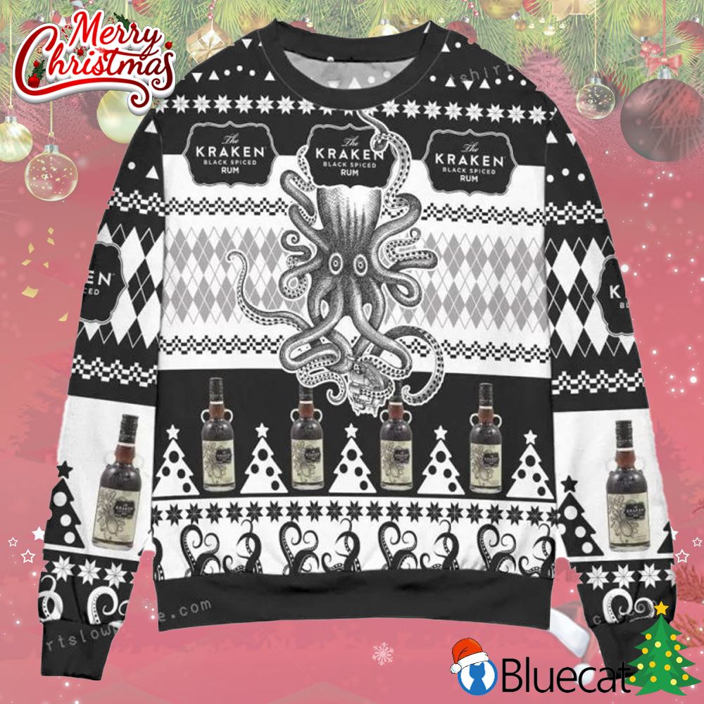 The Kraken Spiced Rum Argyle Christmas Ugly Sweater 
