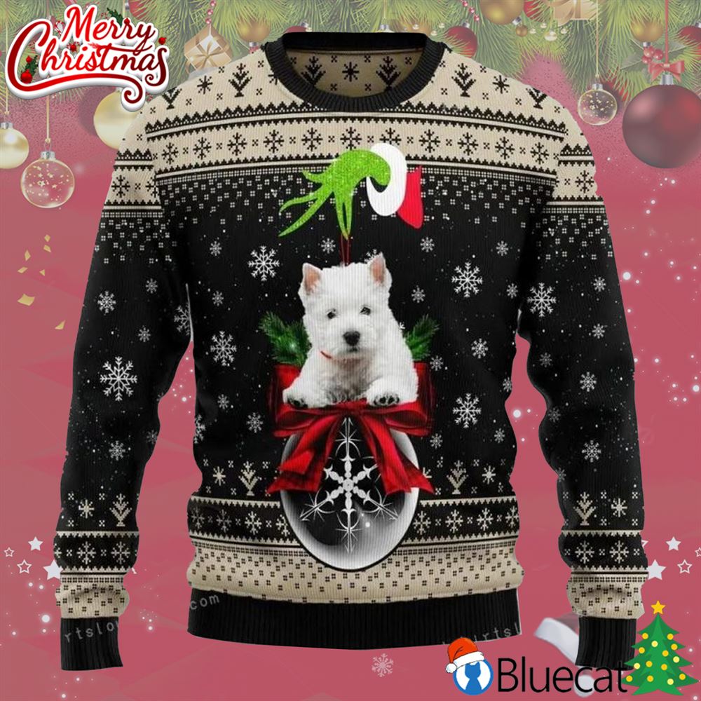 West Highland White Terrier Xmas Ball Ugly Sweater For Woman Christmas Party 
