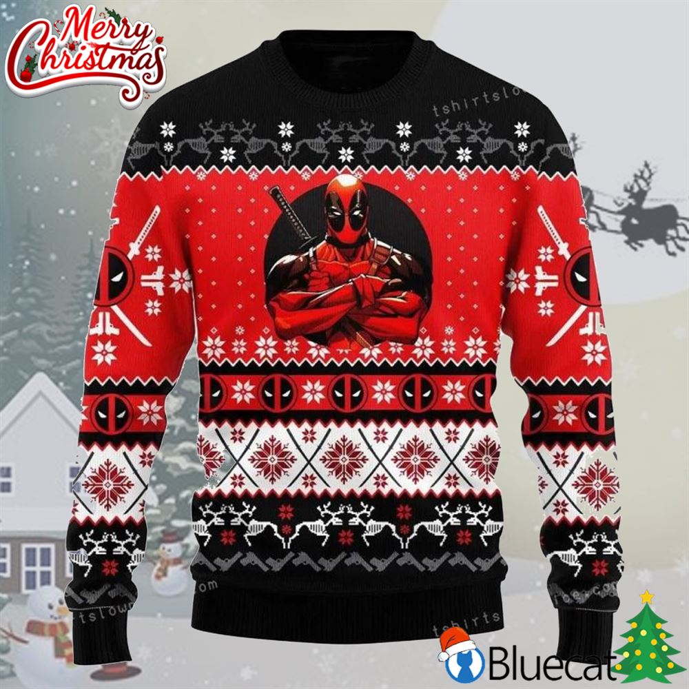 Xmas Deadpool Ugly Christmas Sweater Christmas Party 