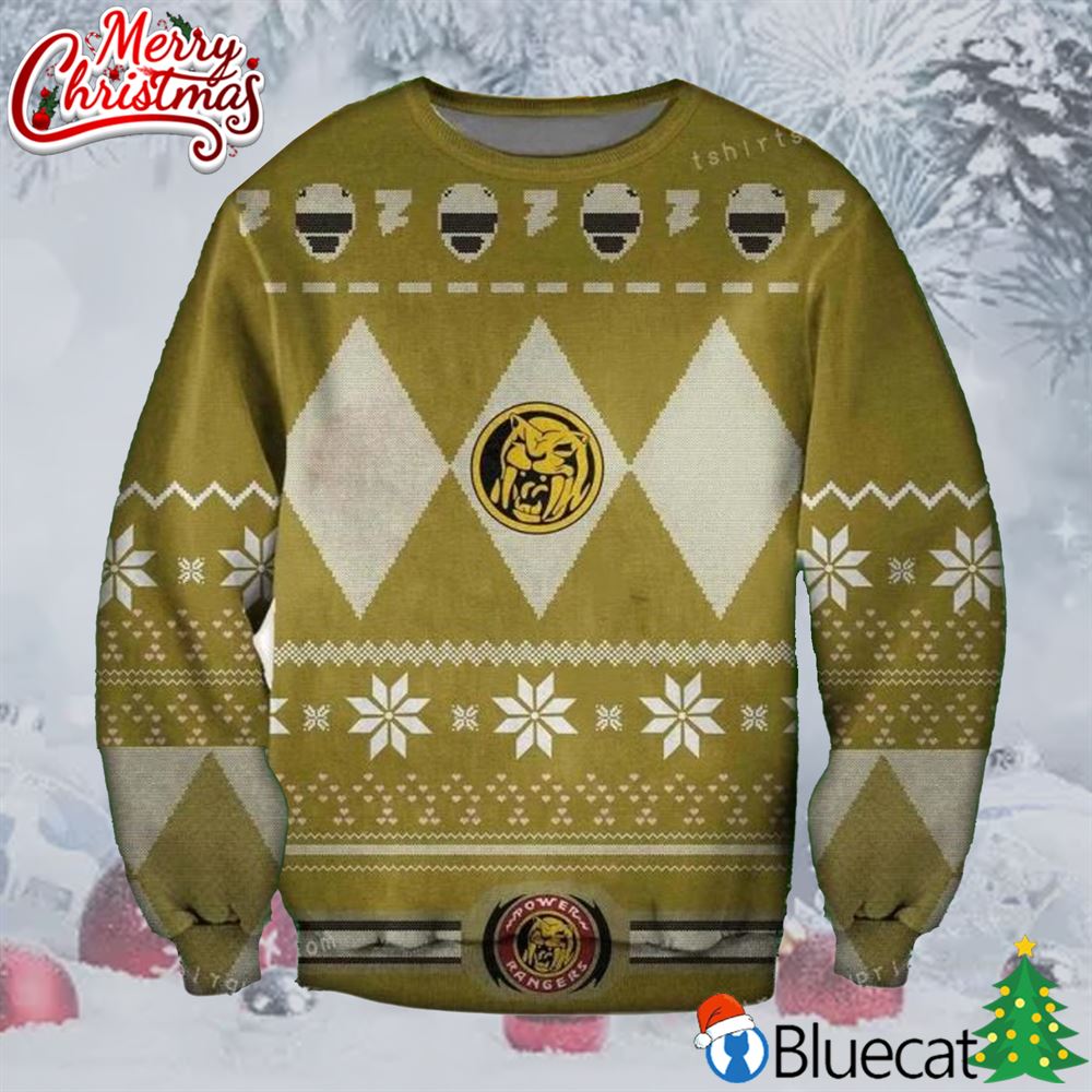 Yellow Power Rangers Film Ugly Sweater Christmas Party 