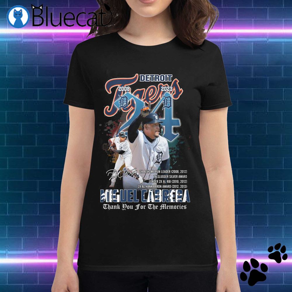 Detroit Tigers Miguel Cabrera T-Shirt from Homage. | Light Blue | Vintage Apparel from Homage.