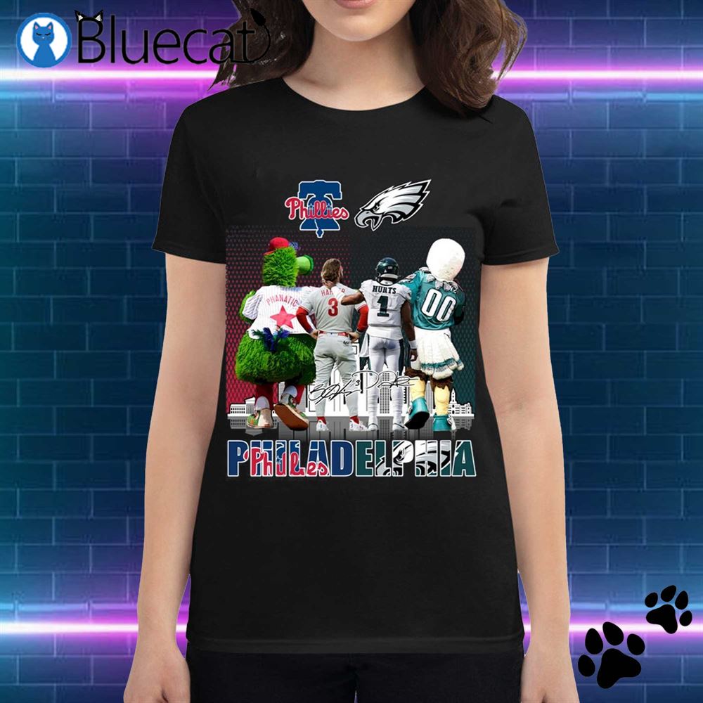 Just A Women Who Love Her Philadelphia Eagles And Phillies Shirt - Bluecat