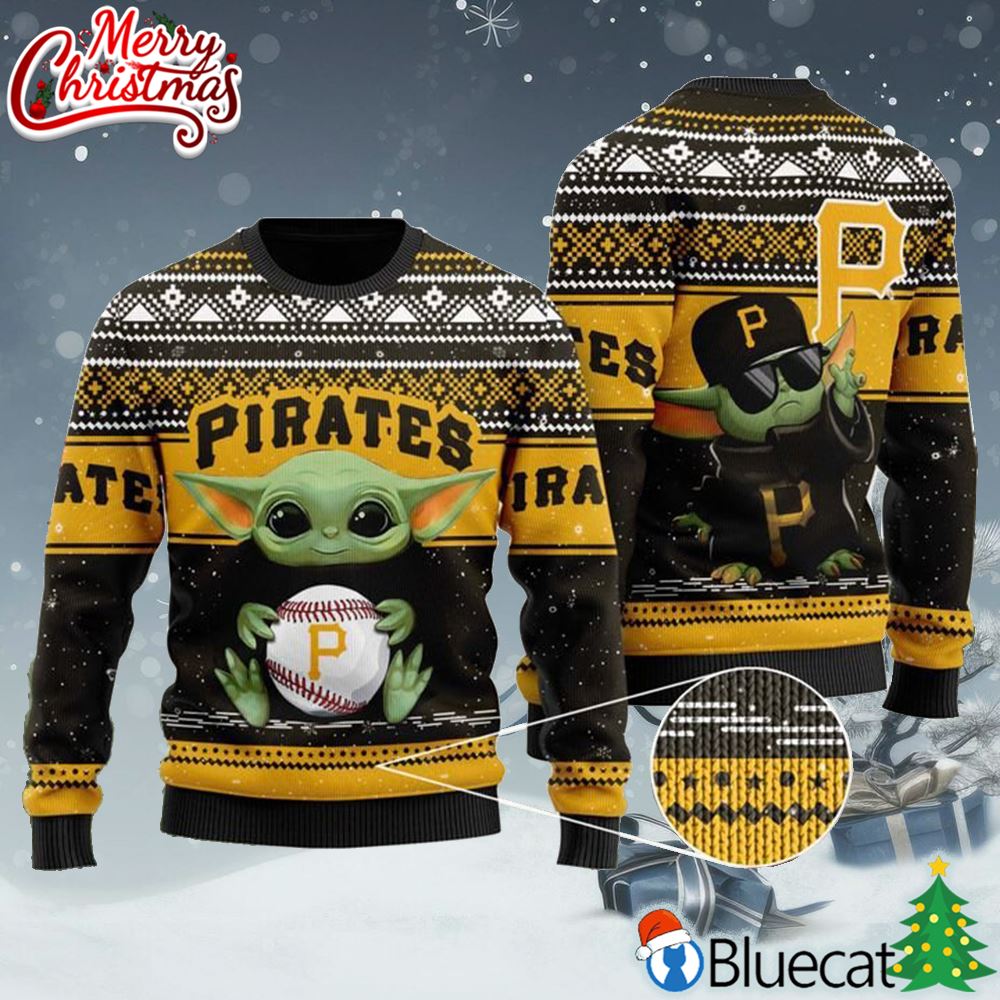 Pittsburgh Pirates Baby Yoda Star Wars American Ugly Christmas Sweater  Pattern Hawaiian Shirt