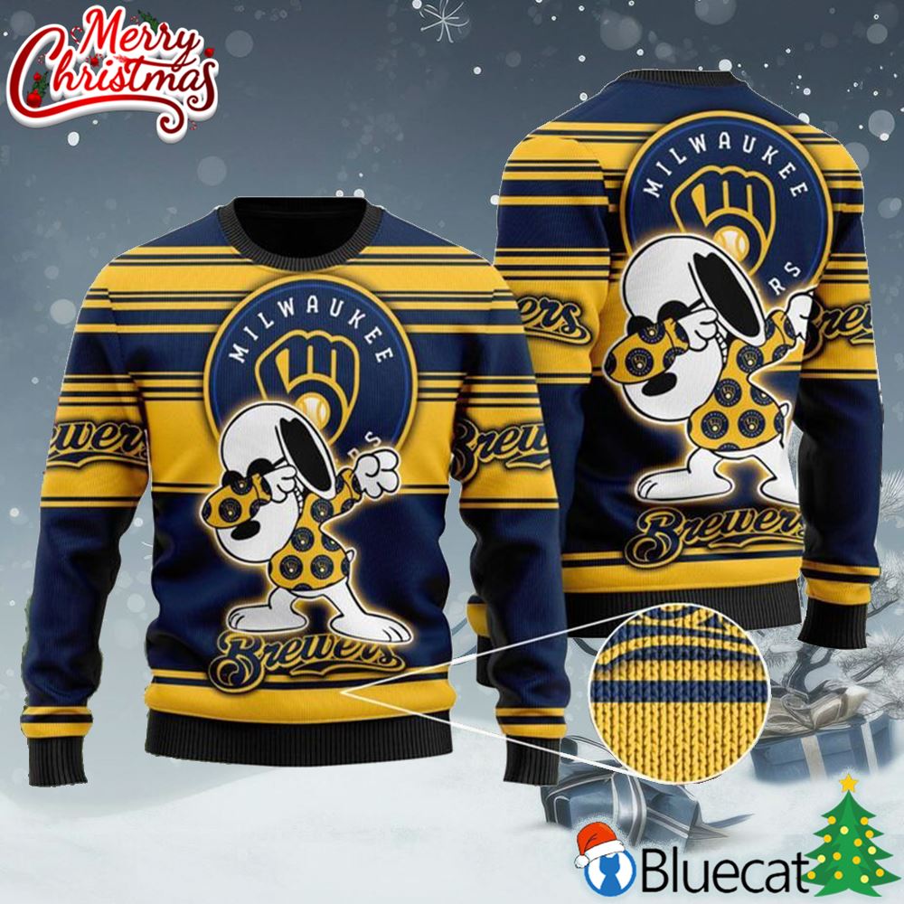 Snoopy Milwaukee Brewers Ugly Christmas Sweater Funny - Bluecat
