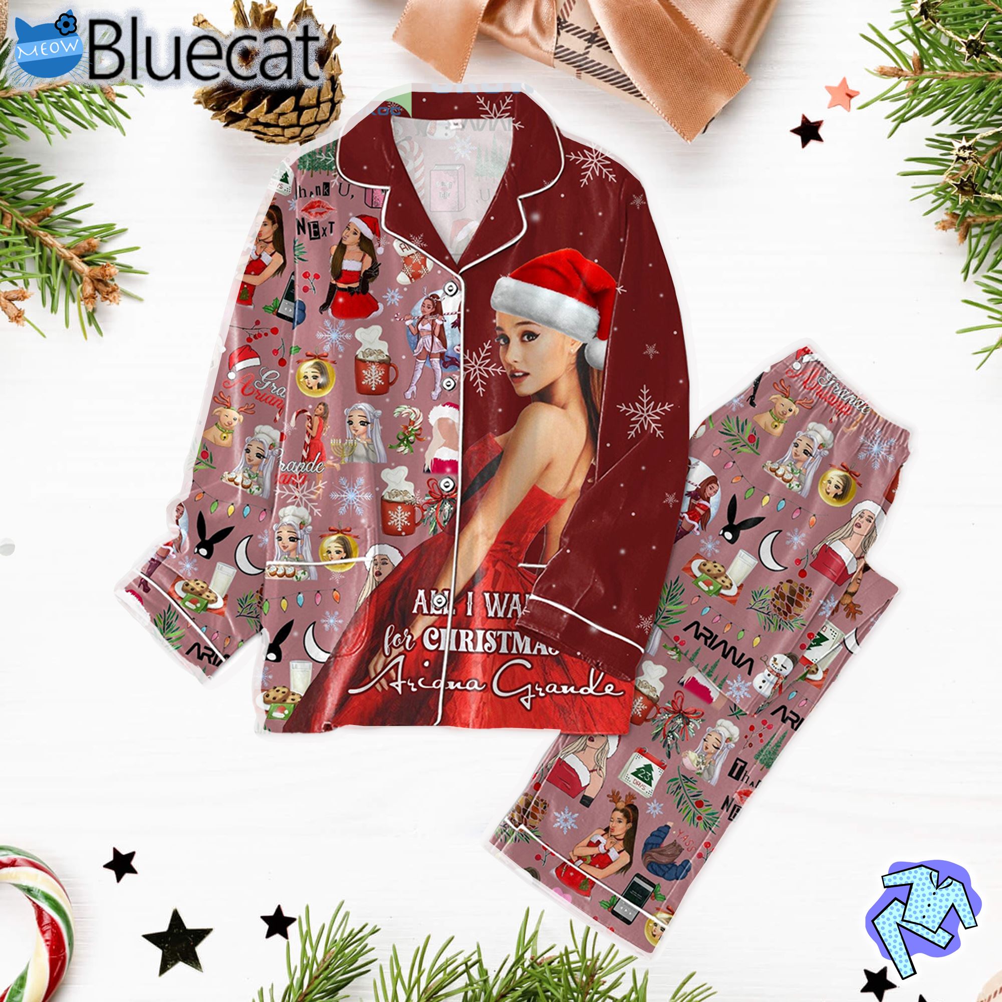 All I Want For Christmas Is Ariana Grande Pajamas Set 1 Tee