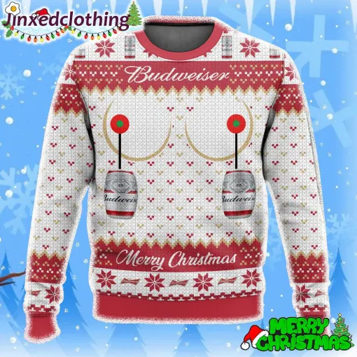 budweiser titties funny ugly christmas holiday sweater 1