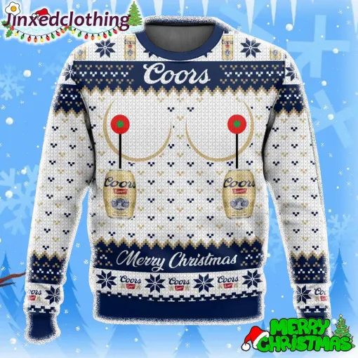 coors banquet titties funny ugly christmas holiday sweater 1 1