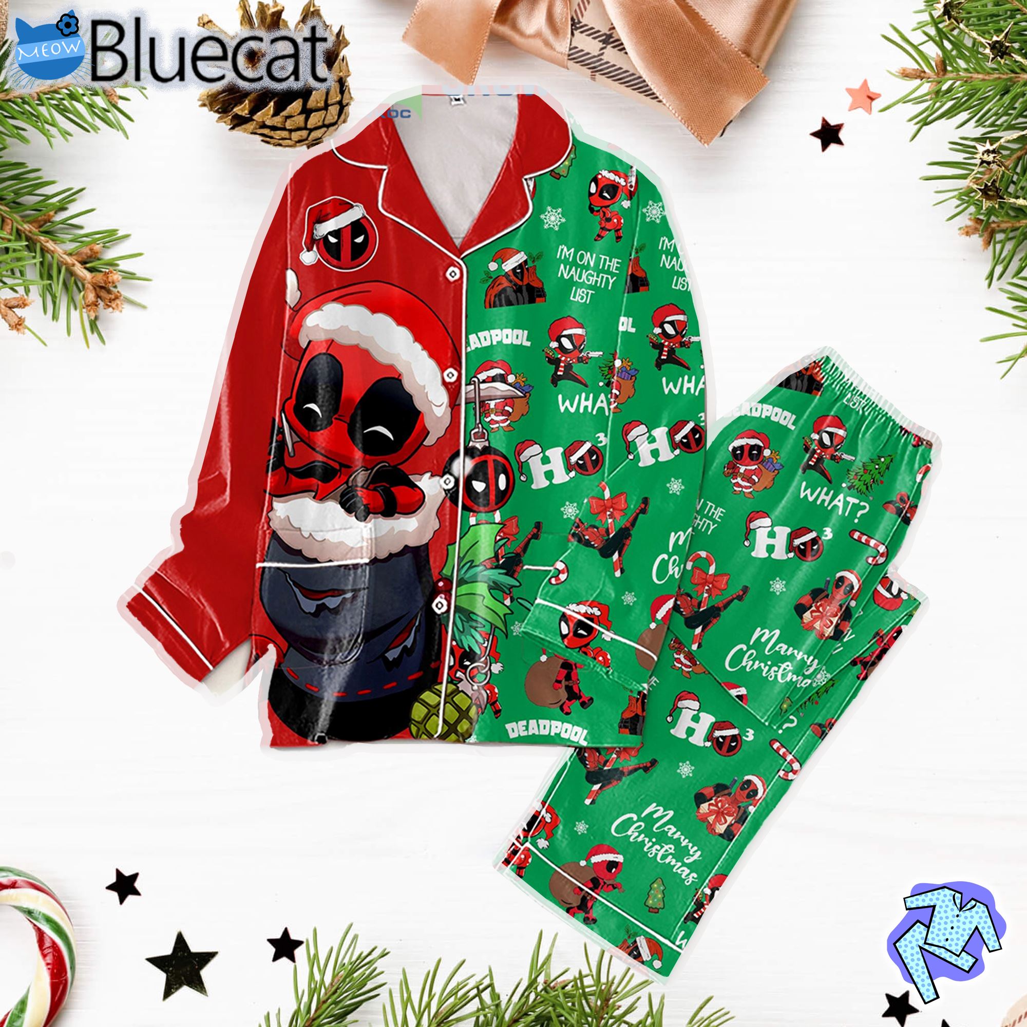 Deadpool Im On The Naughty List Christmas Pajamas Set 