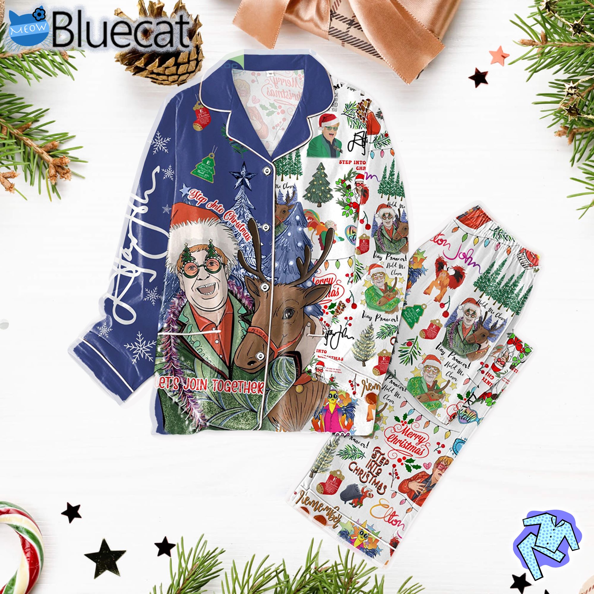 Elton John Rocket Man Merry Christmas Pajamas Set 