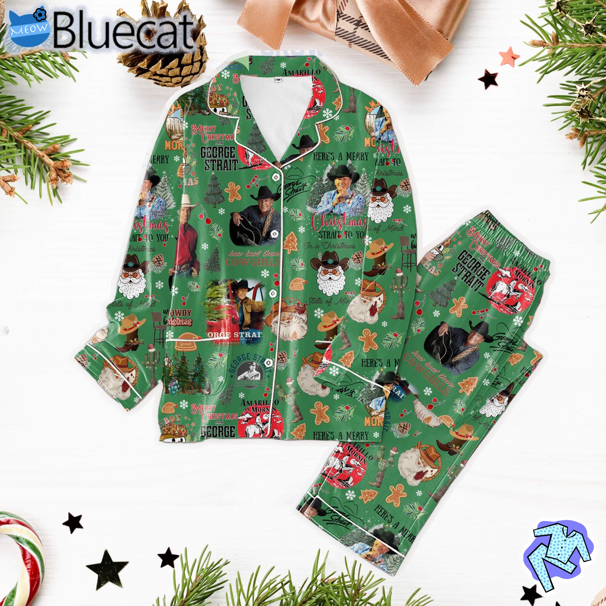 George Strait Heres A Merry Christmas Strait To You Pajamas Set 